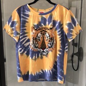 Sparkle city tie dye sequin tiger tee Go Tigers LSU Gameday M